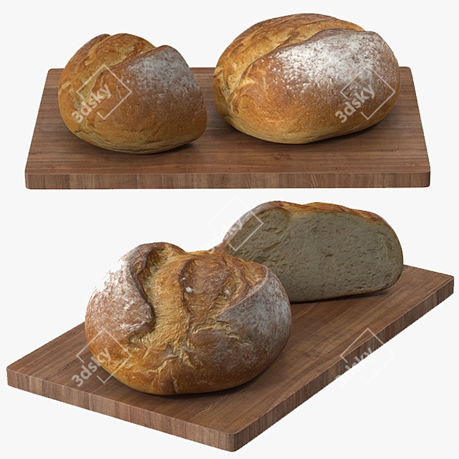 Freshly Baked Delicious Bread 3D model image 1