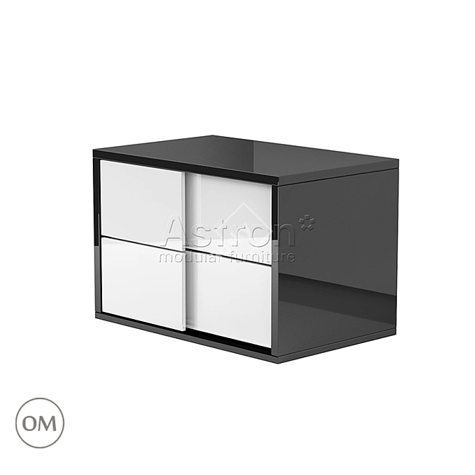 Milana Bedside Table - AS74.02, Modern High Gloss Finish 3D model image 1