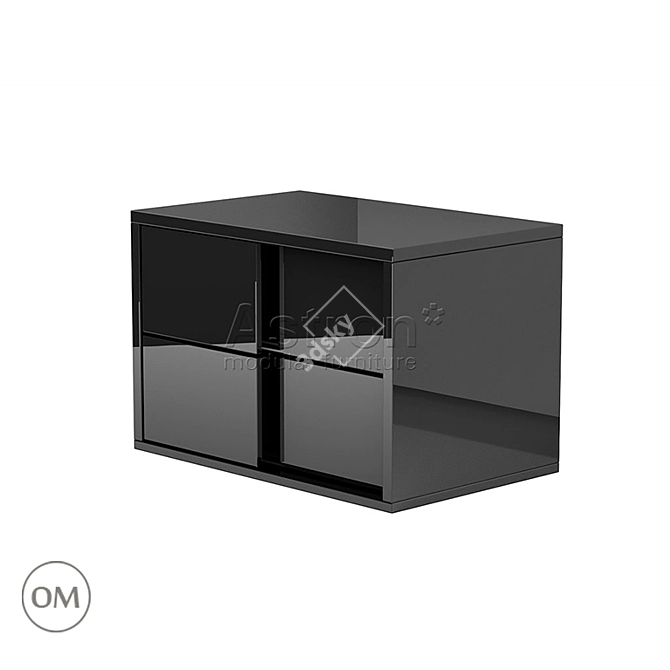 Milana Bedside Table - AS74.02, Modern High Gloss Finish 3D model image 3