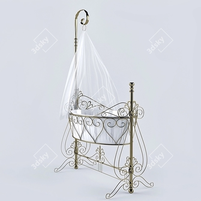 Antique Bronze Cradle: Target Point Imbottiti 3D model image 1