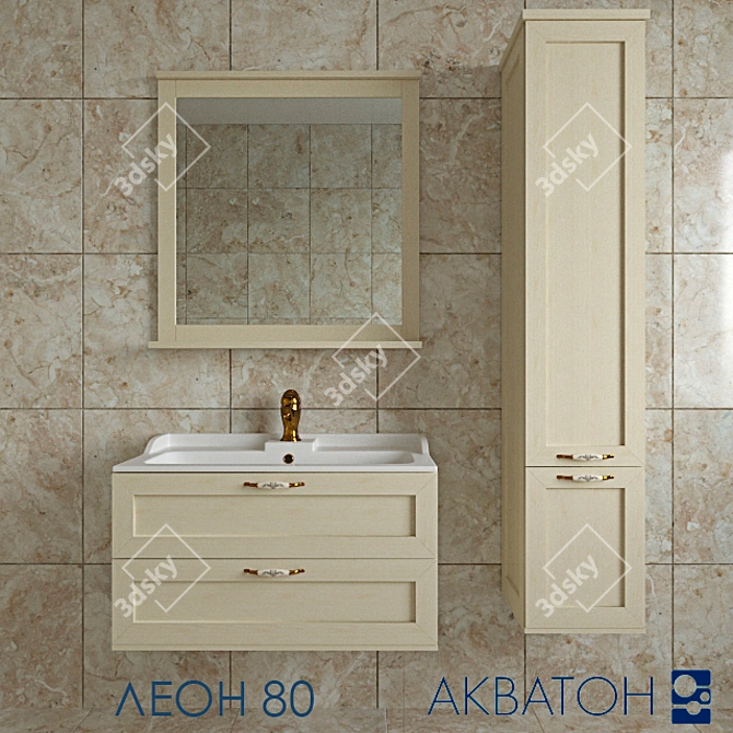 Akvaton Leon 80: Elegant Bathroom Set 3D model image 1