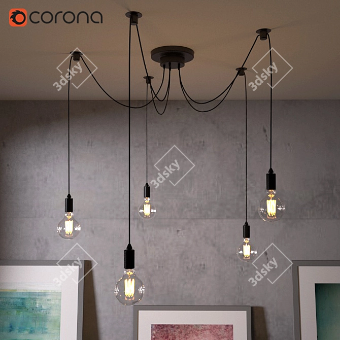 Timeless Glow: Edison Chandelier 3D model image 1