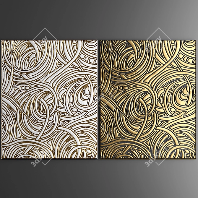 3D Wall Decor Panel: Custom-made Plywood, CNC Carving, Gilding & Painting 3D model image 1