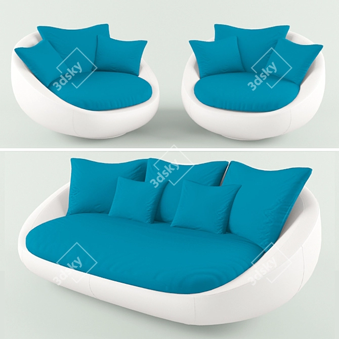 Stylish Bean Sofa 3D model image 1