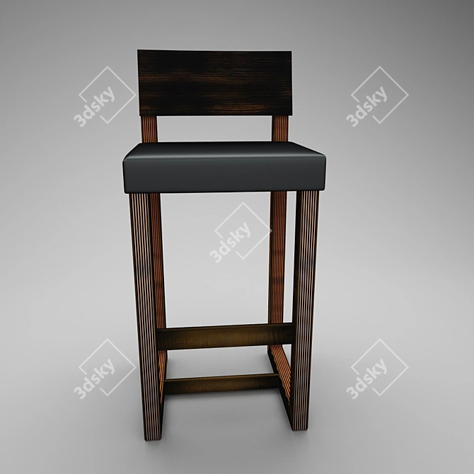 Brazilia Barstool: Birch Plywood, Bull Leather, 860mm Height 3D model image 2