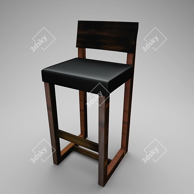 Brazilia Barstool: Birch Plywood, Bull Leather, 860mm Height 3D model image 3