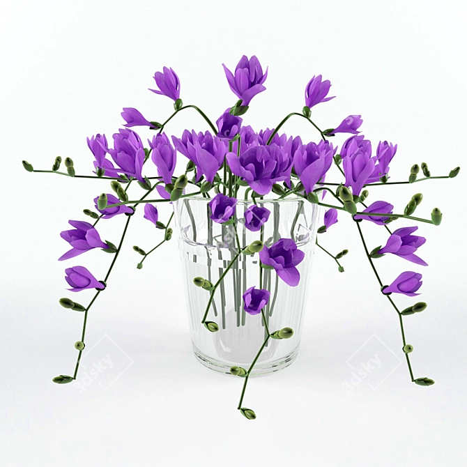 Freesia Fiesta: Fragrant Blooms 3D model image 1