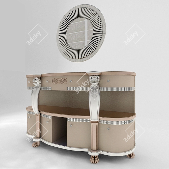 Art-Deco-Inspired Dresser with Mirror 3D model image 2