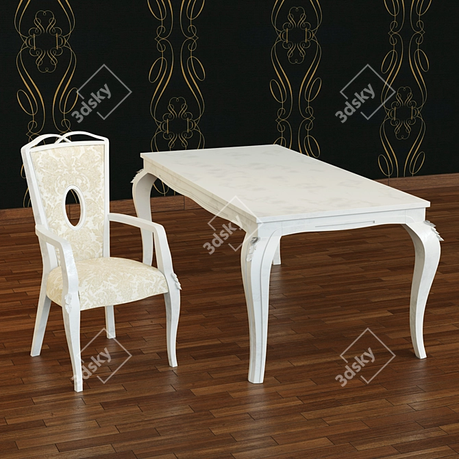 Vintage Italian Stilema Table & Chair 3D model image 1