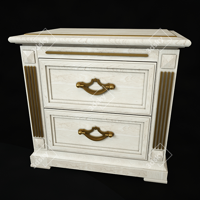 Victoria Gold Bedside Table - Elegant and Functional 3D model image 3