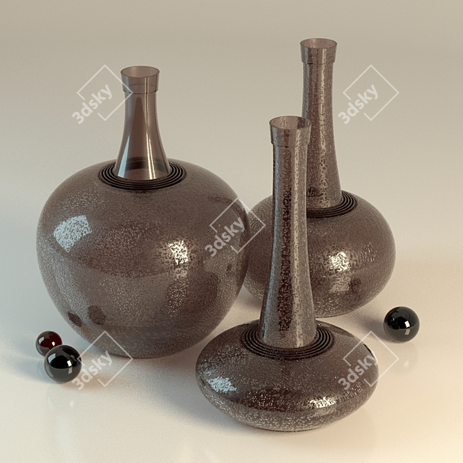 Sleek Black Vase Decor 3D model image 1