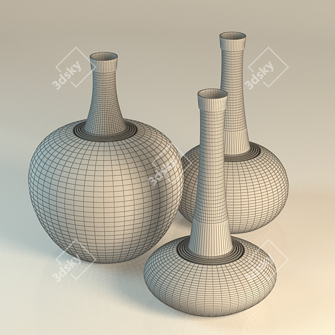 Sleek Black Vase Decor 3D model image 2