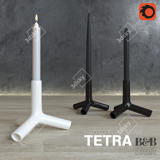 Tetra Candlestick: Nature-inspired Ceramic Design 3D model image 1