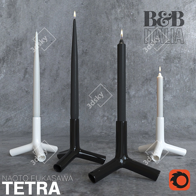 Tetra Candlestick: Nature-inspired Ceramic Design 3D model image 2