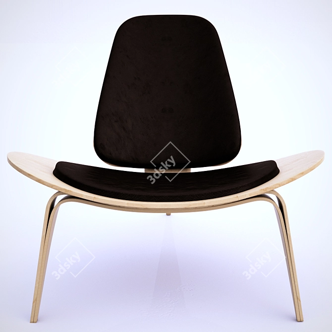 Sleek Shell Lounge Chair 3D model image 2