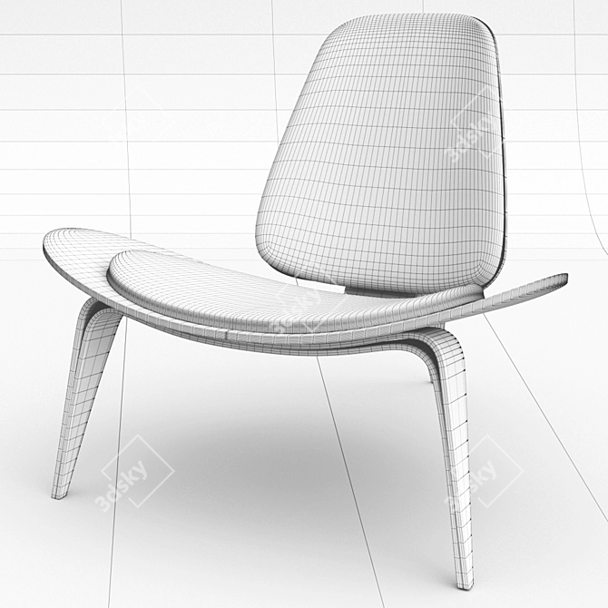 Sleek Shell Lounge Chair 3D model image 3