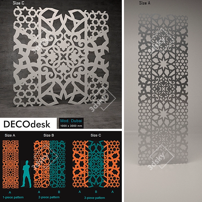 Dubai Architectural Lattice Panels 3D model image 1