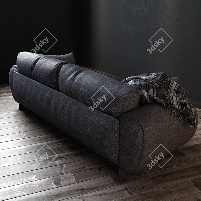  Gray Velvet Sofa - 2500mm Width 3D model image 3