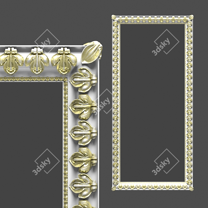 Elegant Carved Frame Mirror 3D model image 1