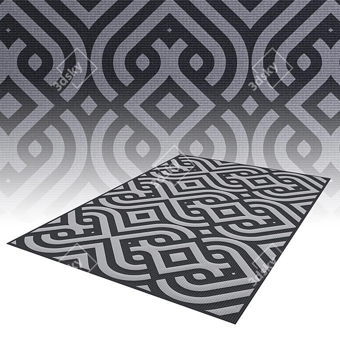 Ornamented Carpet: 3 Colors, High Polygon Count 3D model image 3