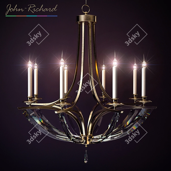 Elegant Bent Crystal Chandelier 3D model image 1