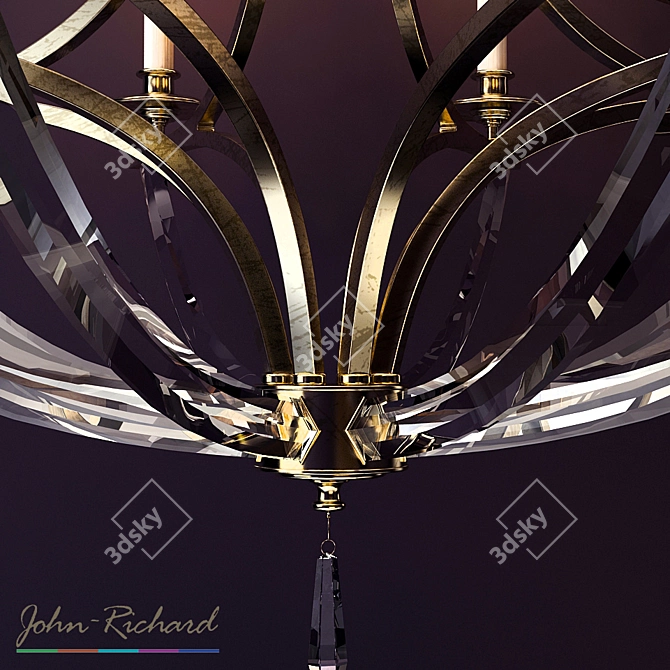 Elegant Bent Crystal Chandelier 3D model image 2