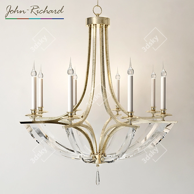 Elegant Bent Crystal Chandelier 3D model image 3