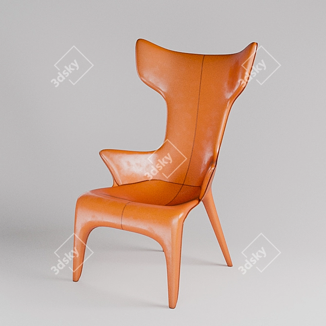 Driade Lou Reed: Orange, Fiberglass & Leather 3D model image 2