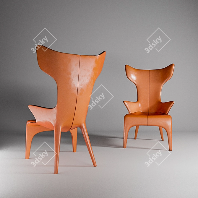 Driade Lou Reed: Orange, Fiberglass & Leather 3D model image 3