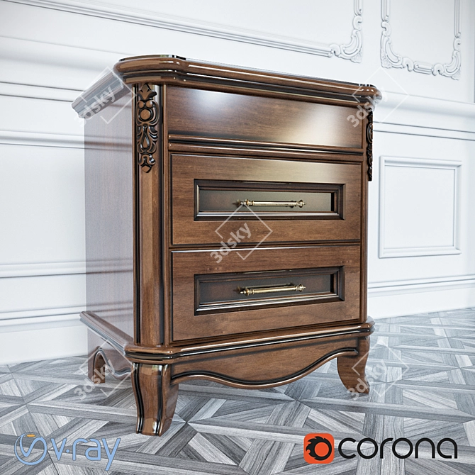 Sleek Bedside Table 3D model image 1