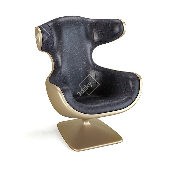 Vintage VIO Leather Armchair on Plastic Base 3D model image 1