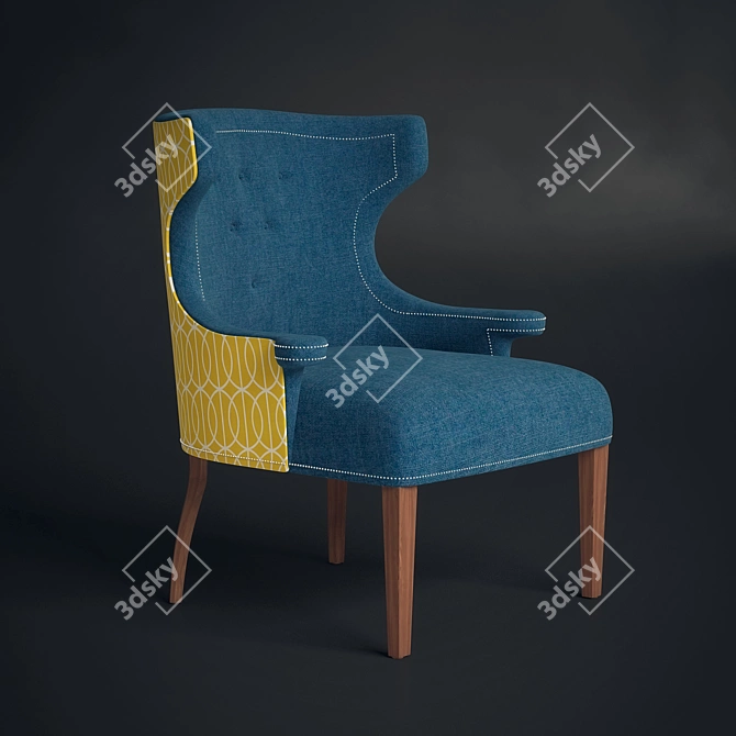 Retro Chic Yellow Armchair 3D model image 1