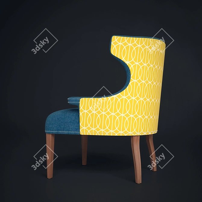 Retro Chic Yellow Armchair 3D model image 2