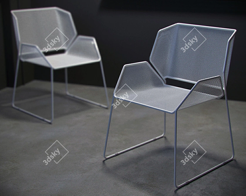 Sleek Metal Mesh Chair 3D model image 1