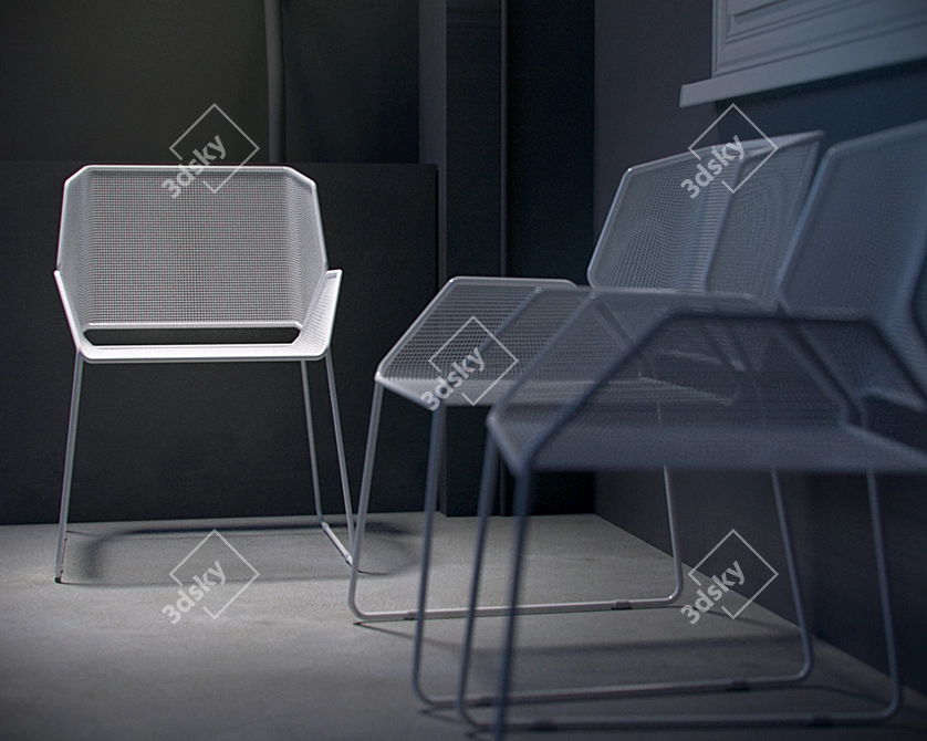 Sleek Metal Mesh Chair 3D model image 3