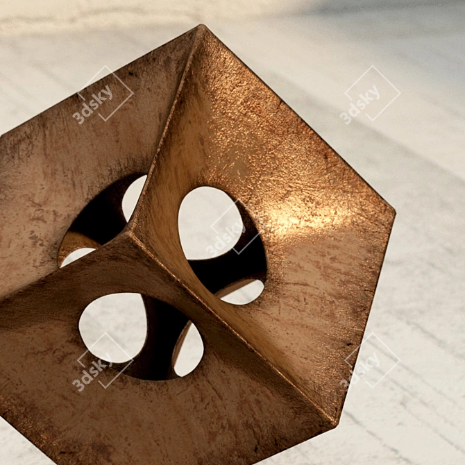 Copper Cube Sculpture 3D model image 2