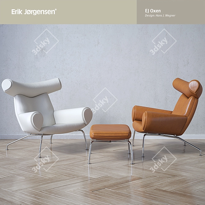 Wegner Ox Chair: Iconic Danish Design 3D model image 1