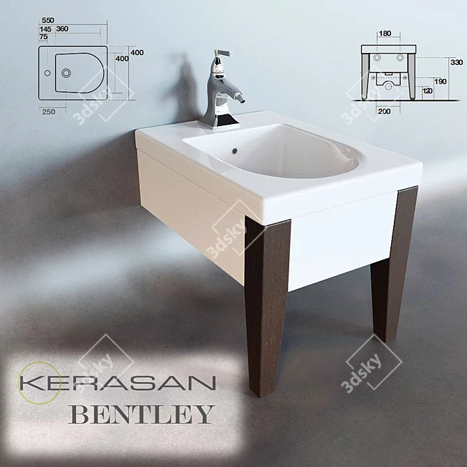 Luxury Suspended Bidet: Kerasan Bentley 3D model image 1