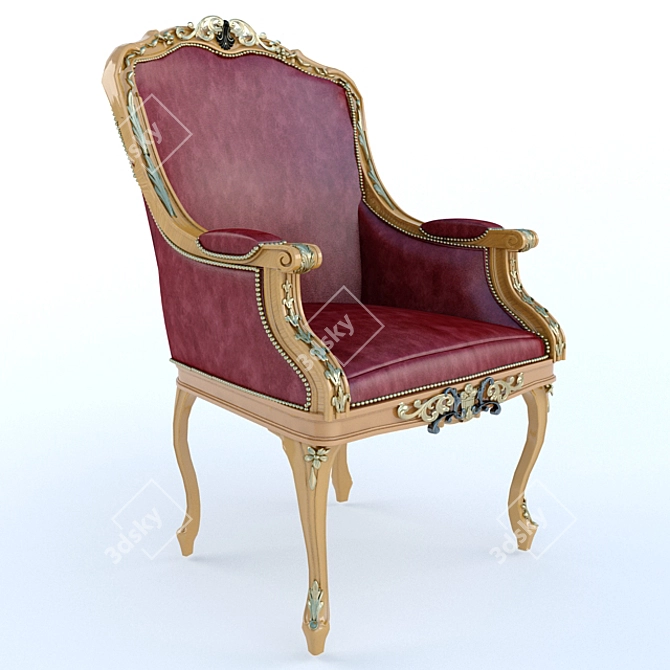 Elegant Cherry Patina Elbow Chair 3D model image 2