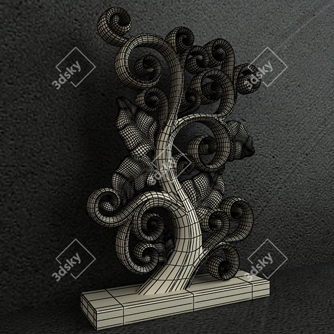 Exquisite Floral Carving Ornament 3D model image 3