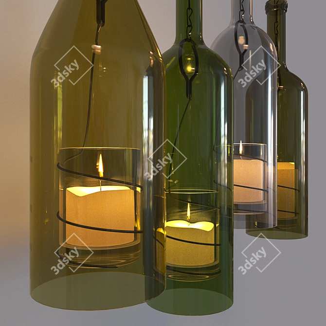Elegant Bottle Candles 3D model image 3