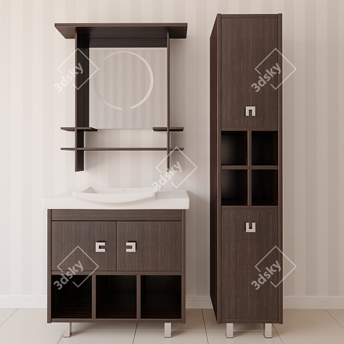 Sleek Hokkaido Vanity Set 3D model image 2