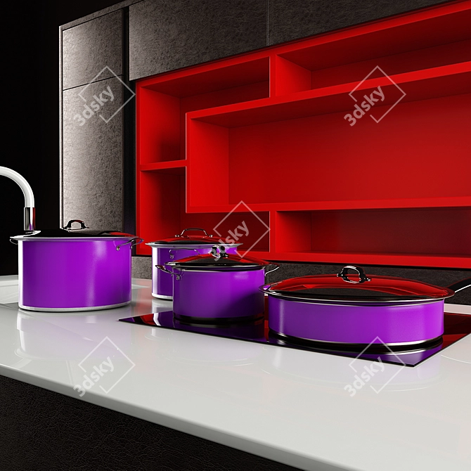 Modern Kitchen Design 3D model image 2