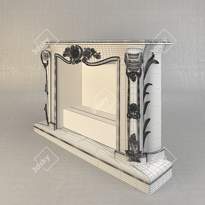 Elegant White Marble Fireplace 3D model image 3