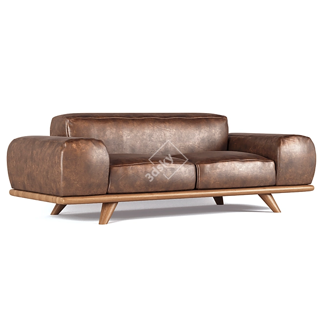 Italian Oxford Leather Sofa 3D model image 1