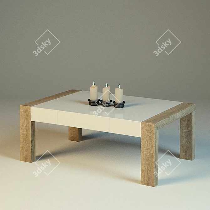 Modern White Oak Tacoma Coffee Table 3D model image 2