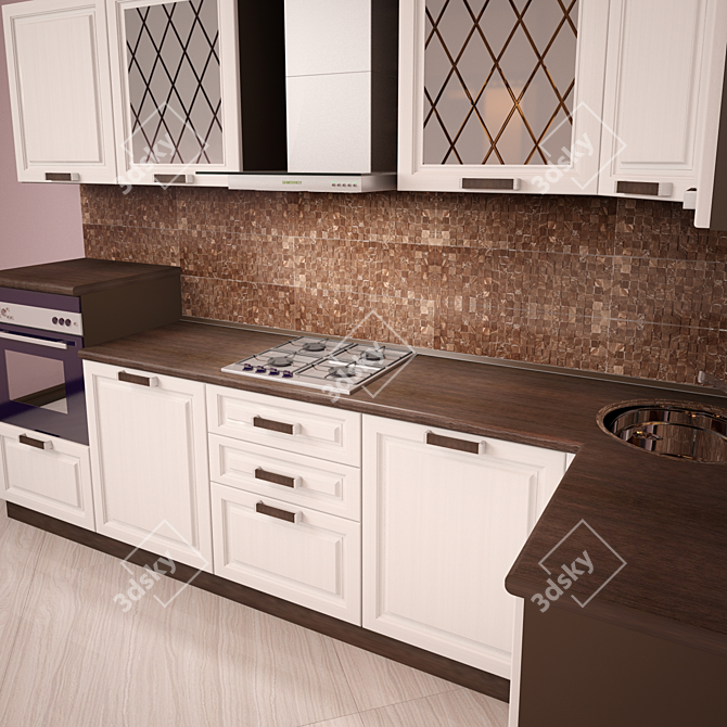 NeoClassic Corner Kitchen: Affordable Elegance 3D model image 2