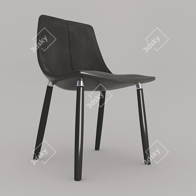 Sleek Leather Chair with Glossy Legs 3D model image 1