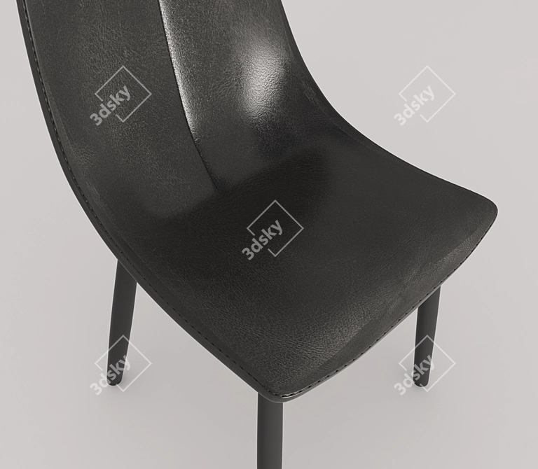 Sleek Leather Chair with Glossy Legs 3D model image 2