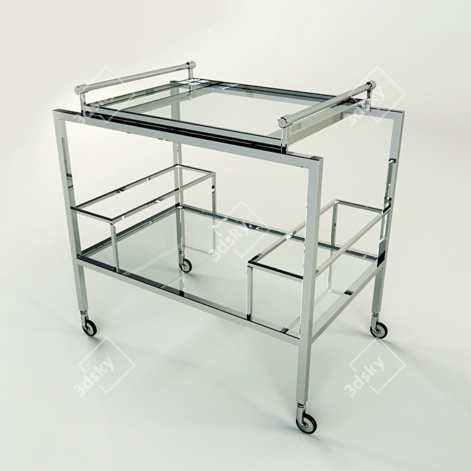 Elegant Rolling Serving Cart 3D model image 2